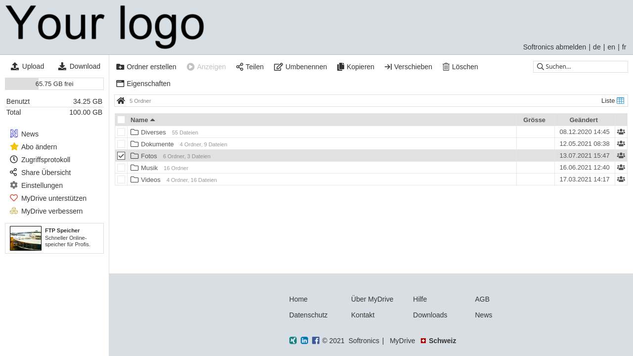Donnez au stockage en ligne un design personnalisé. MyDrive avec un design de couleur personnel.
